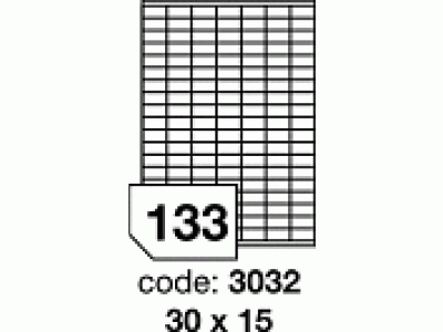Lesklé bílé polyesterové laser etikety A4/code 3032/balení 100 listů