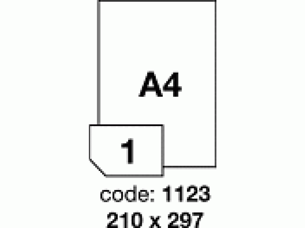 Lesklé bílé polyesterové laser etikety A4/code 1123/balení 100 listů