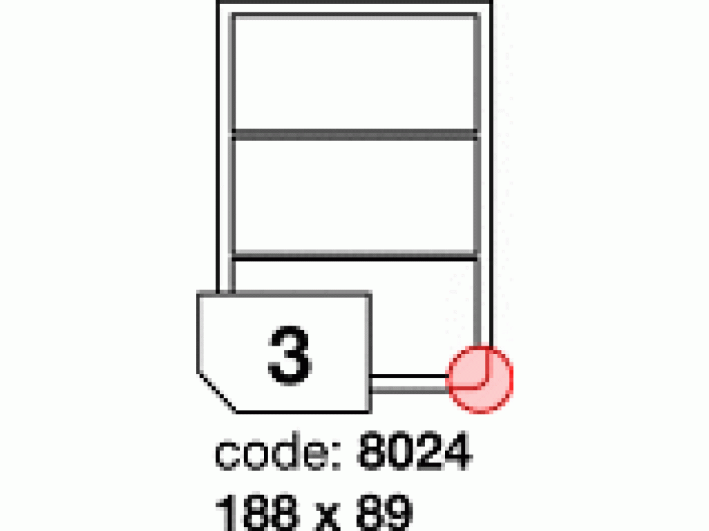 Lesklé bílé polyesterové laser etikety A4/code 8024/balení 100 listů