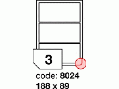 Lesklé bílé polyesterové laser etikety A4/code 8024/balení 100 listů